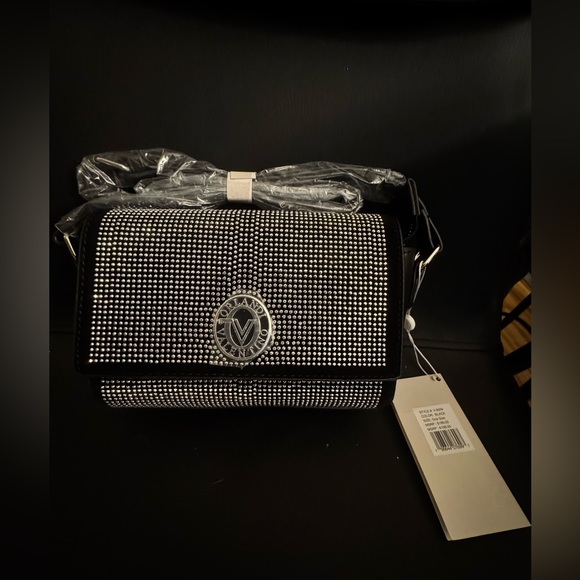 Valentino Orlandi Rhinestone crossbody vegan leather silver tone hardware NWT - Picture 13 of 14